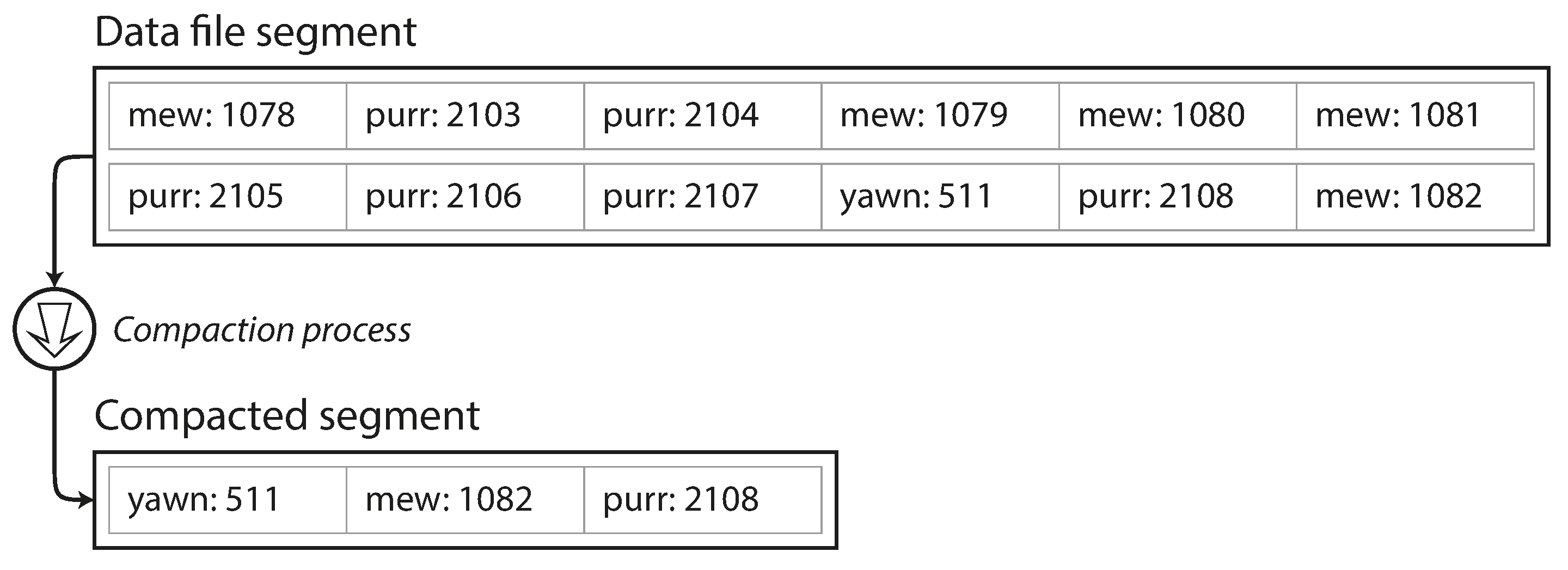 压缩一个数据segment，只保留最新的值